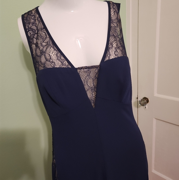 Navy Blue "Ariel" BCBG Max Azria Lace Evening Gown - Size 8 (Eight) - Picture 2 of 6